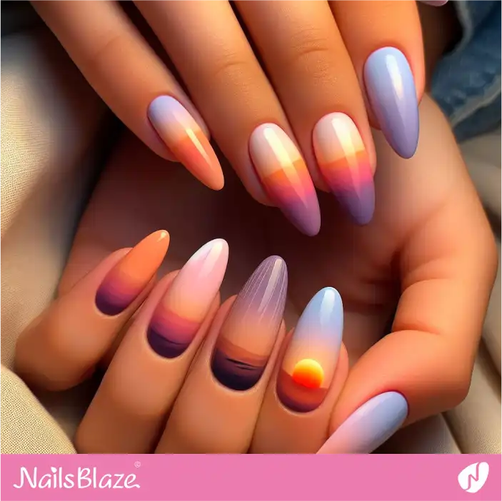 Tropical Twilight Sunset Nail Design| Tropical-NB-D-106